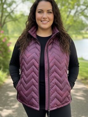 Calvin Klein NWT Deep Plum Duck Down Quilted Puffer Vest Plus Size 3X